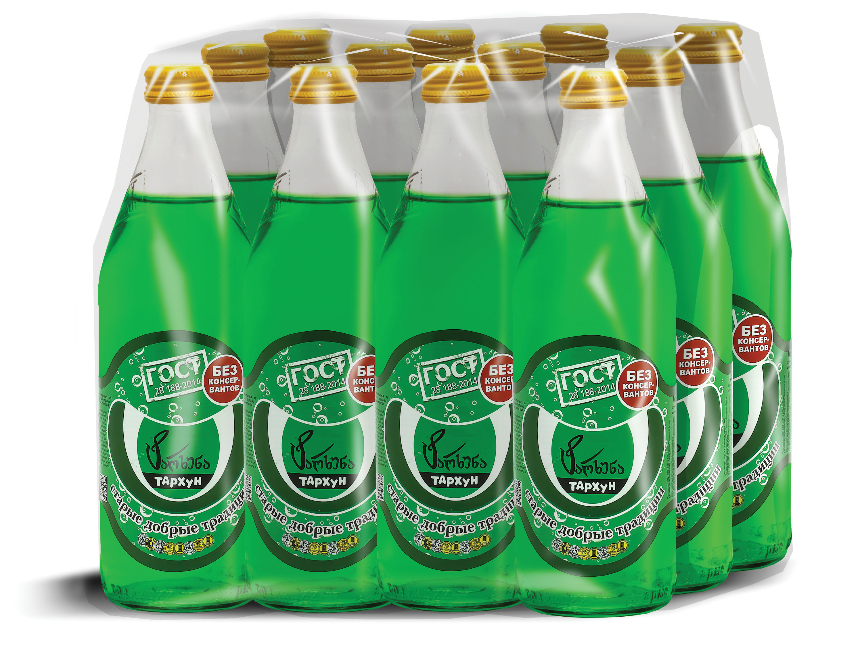 Газированный напиток "Старые добрые традиции" Тархун 0,5 литра, 12 шт